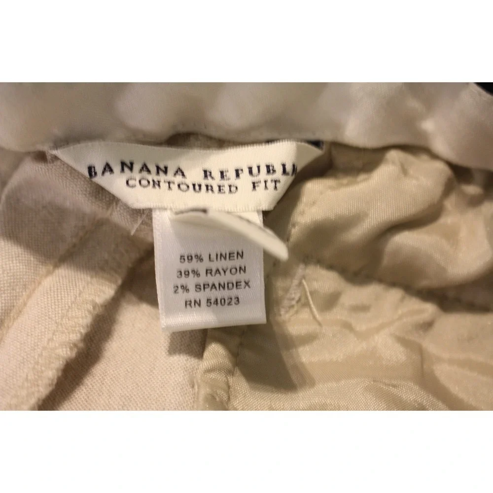 Banana Republic Pants Womens 4 Beige Contour Fit Stretch Linene Blend Beach Vaca
